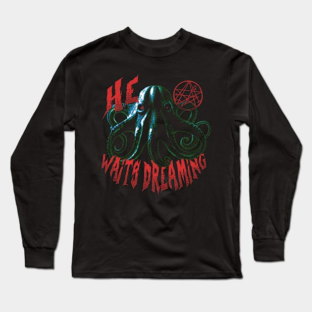 He Waits Dreaming Long Sleeve T-Shirt by Mycelium Athenaeum